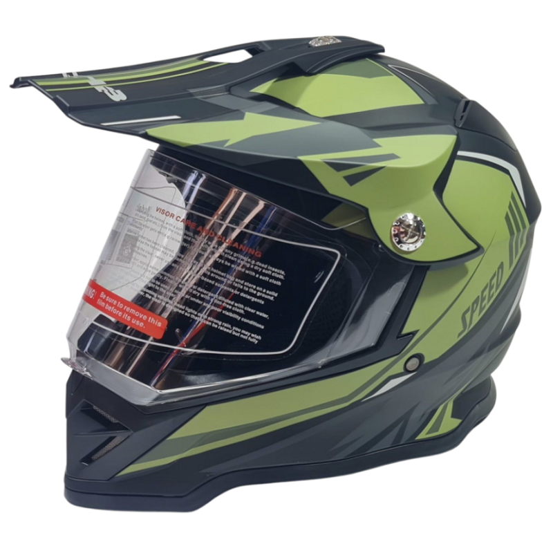 Крос каска за мотор черно със зелено М No060