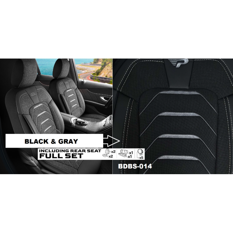 Тапицерия черно със сиво Panda Bodrum №7276