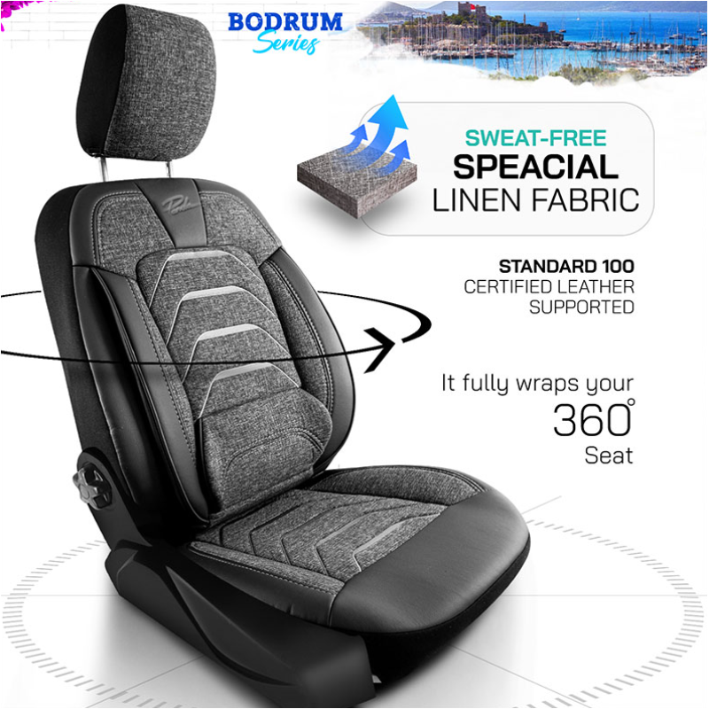 Тапицерия черно със сиво Panda Bodrum №7276