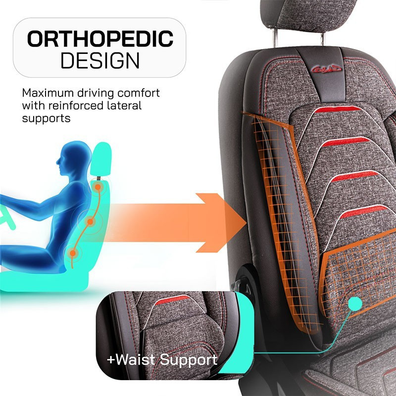 Тапицерия сива с червено Panda Bodrum №7277