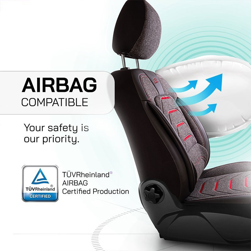 Тапицерия сива с червено Panda Bodrum №7277