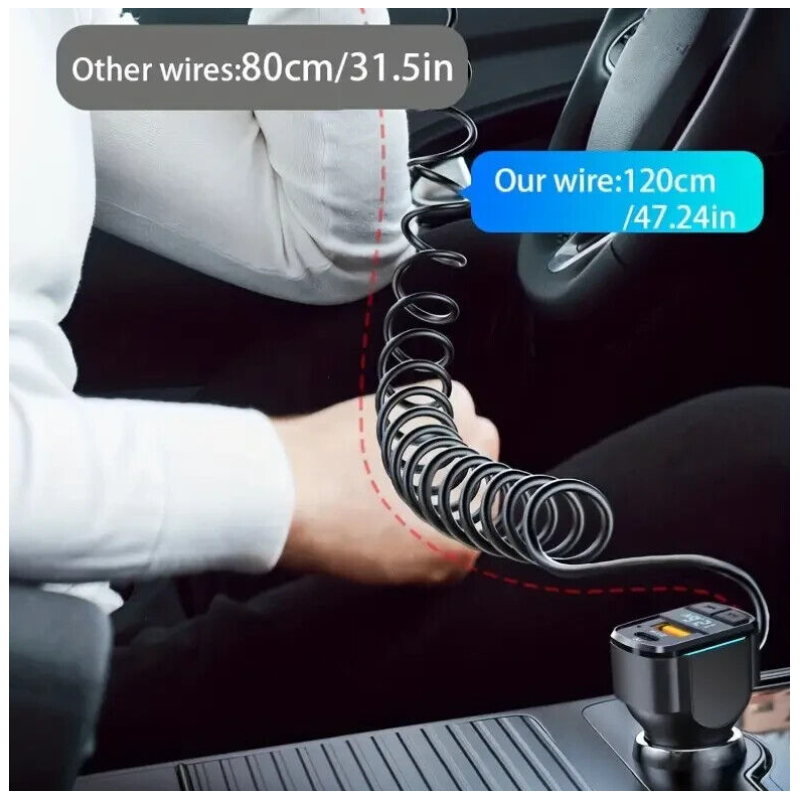 Зарядно за запалка 65W с три кабела К4 -89052