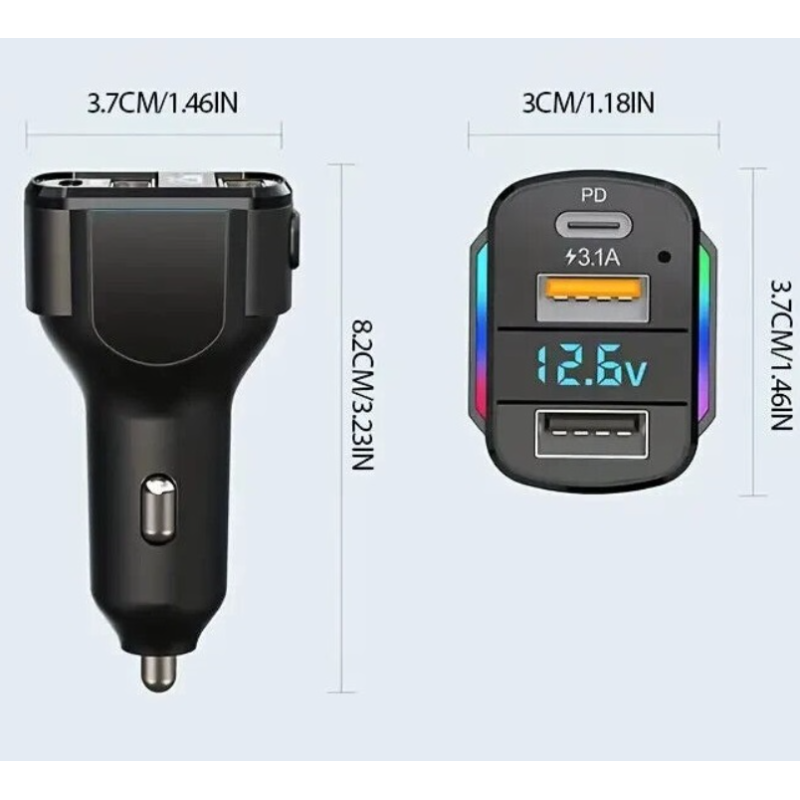 Зарядно за запалка 65W с три кабела К4 -89052