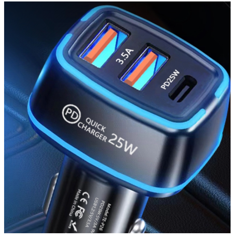 Зарядно за запалка с 2 USB порта 25W 89053