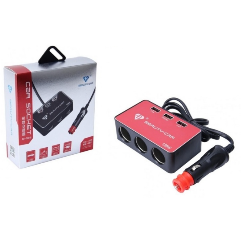 Разклонител за запалка 3-ка с 3 USB порта 89411-6