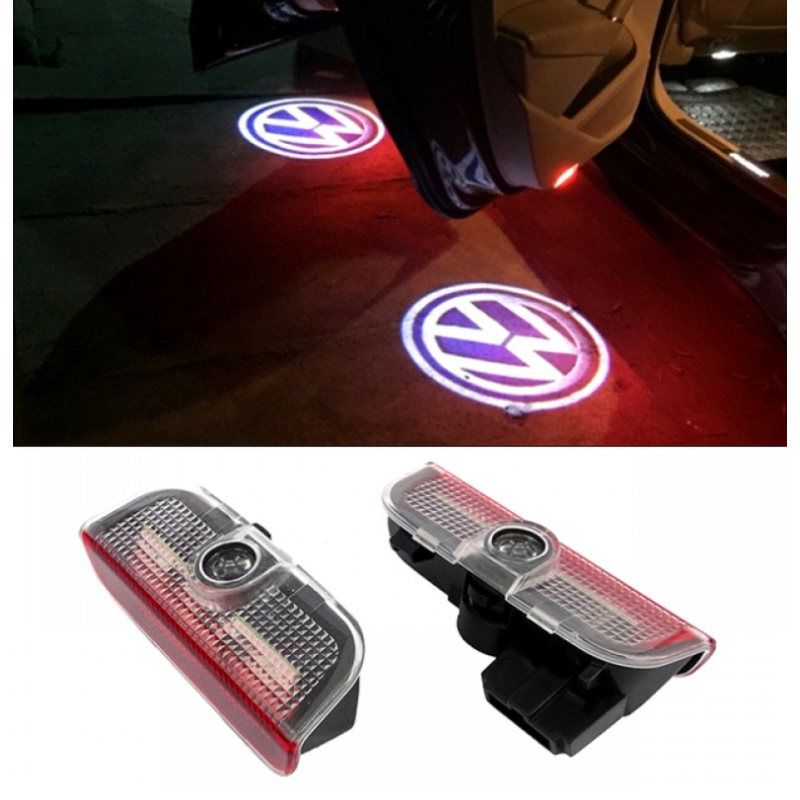 LED Плафон за врати с лого 2бр VW Golf,Polo,Passat