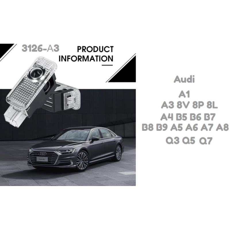 LED Плафон за врати с лого 2бр за Аudi А1,А3,А4,А5