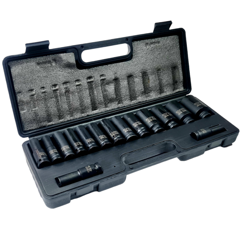 Вложки,ударни,дълбоки,15бр, 1/2“,6 стенни ROCKFORCE RF-4166D-5MP