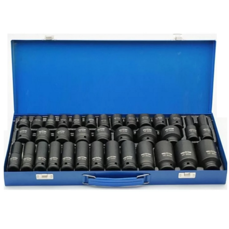 Вложки,ударни,35бр,1/2" дълбоки и къси 8-32мм Hawek HW-2006