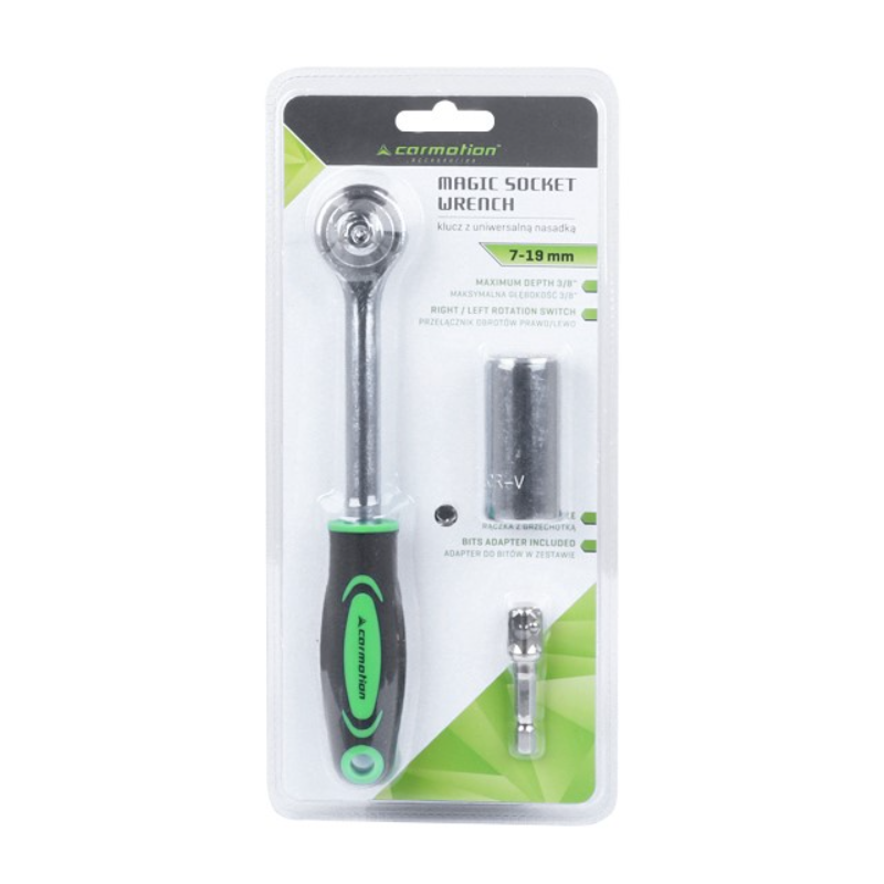 Тресчотка с универсален накрайник 7-19mm Carmotion Poland 58024