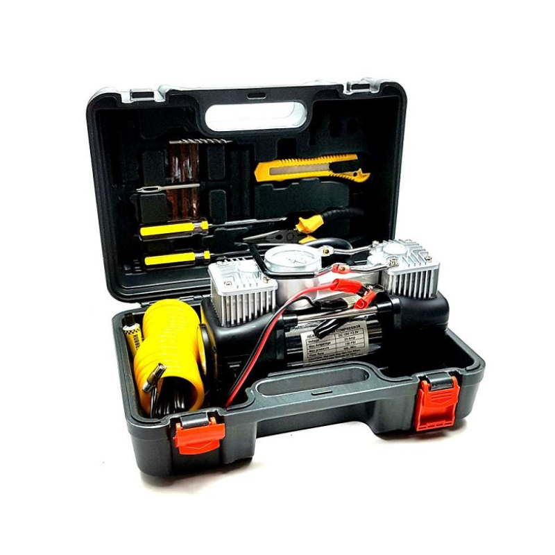 Въздушен компресор с ремонтен авариен комплект за гуми YT202