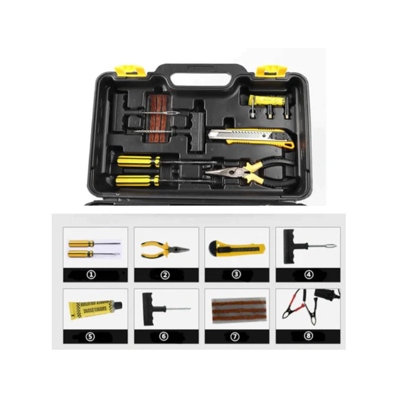 Въздушен компресор с ремонтен авариен комплект за гуми YT202