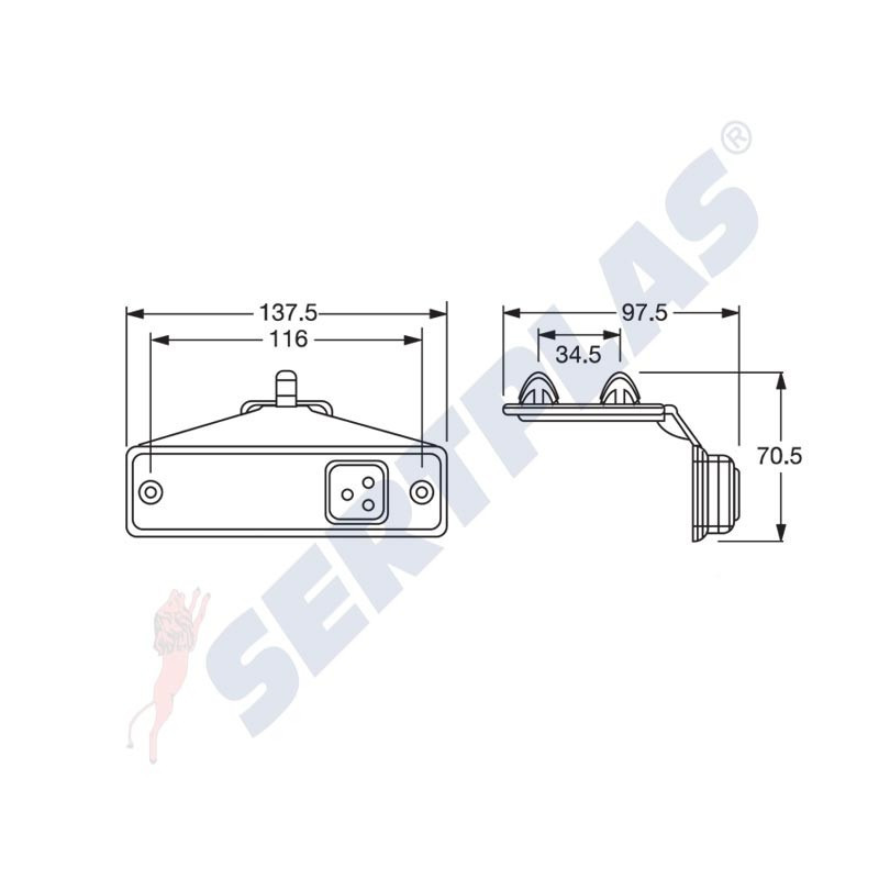 Габарит,червен 3 LED 24V
