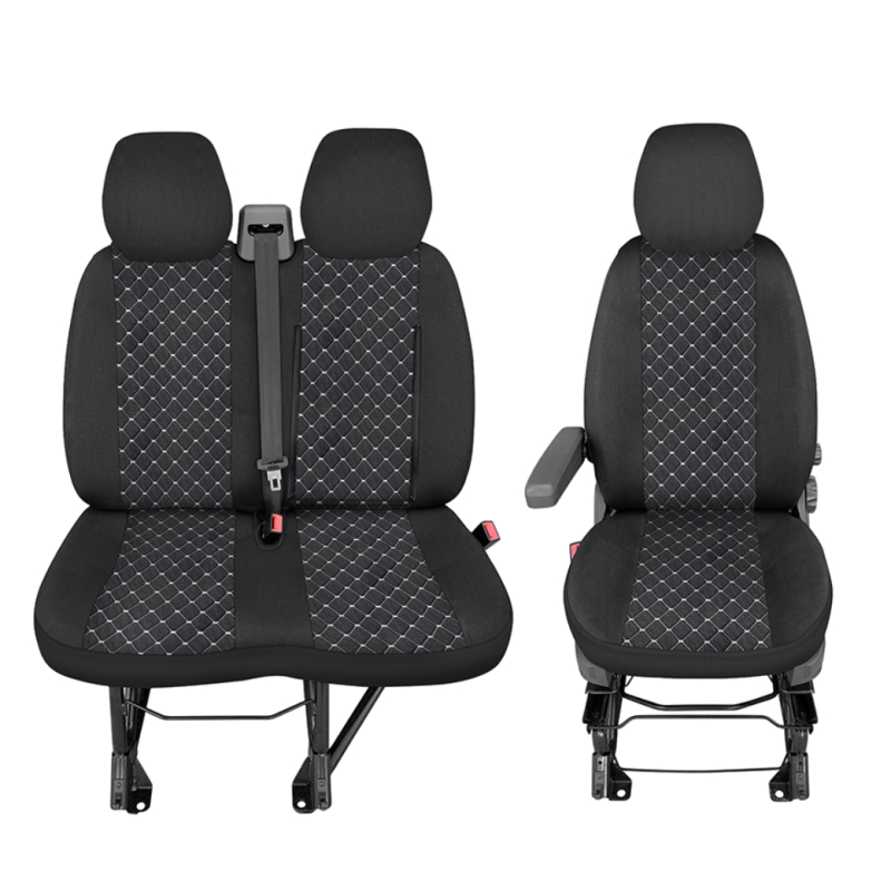 Тапицерия черна с бял шев за бус Peugeot Boxer,Fiat Ducato,Citroen Jumper 2015