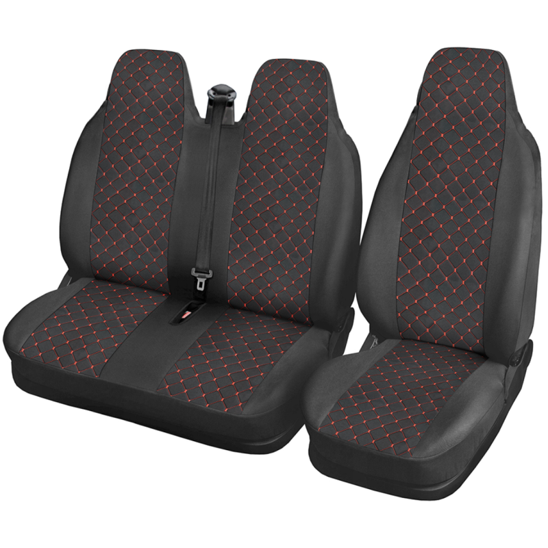 Тапицерия черна с червен конец за бус Ford Transit 2+1