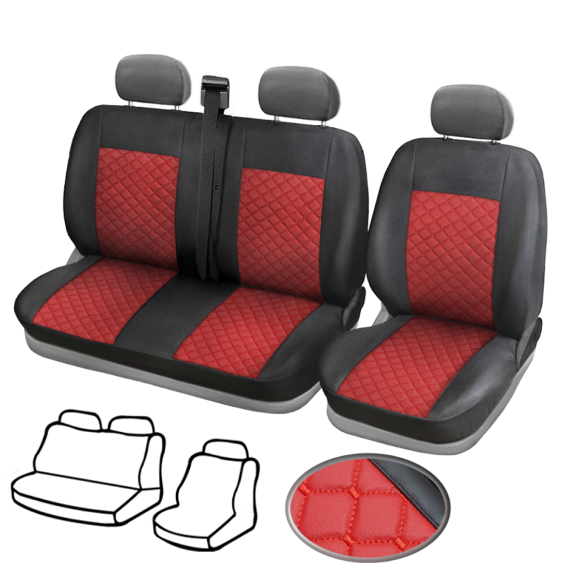 Тапицерия за бус,черна с червено Premium SS 2+1