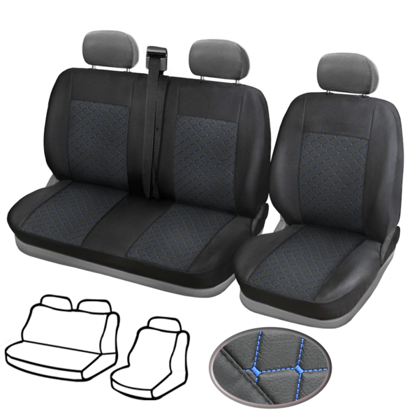 Тапицерия за бус,черна със син шев Premium SS 2+1