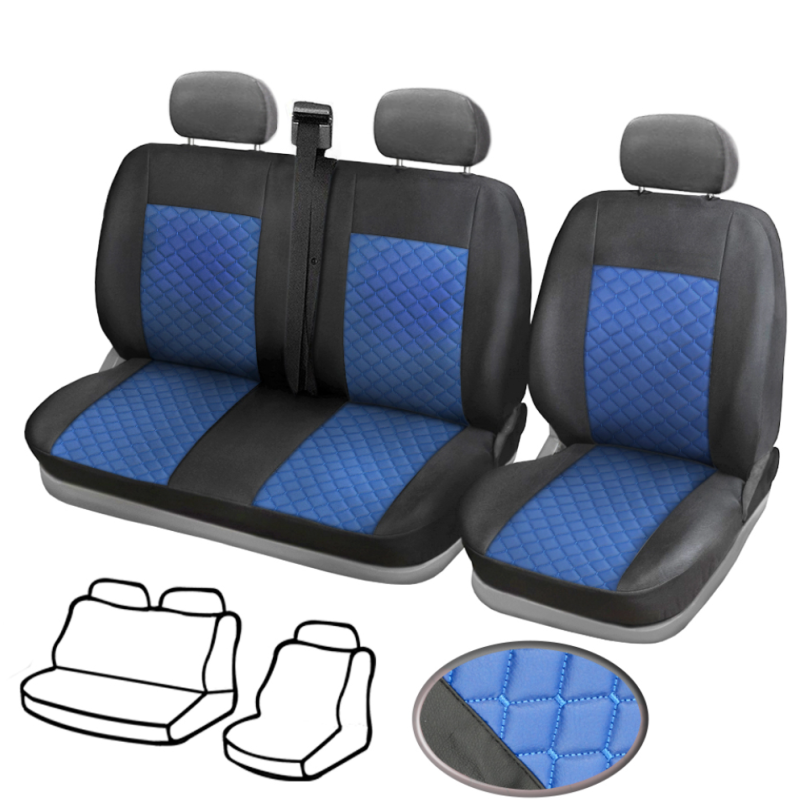 Тапицерия за бус,черно със синьо Premium SS 2+1