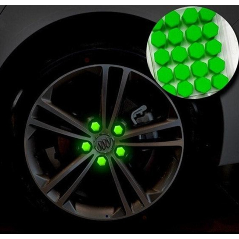 Капачета за болтове на джанти,зелени,светещи 17мм