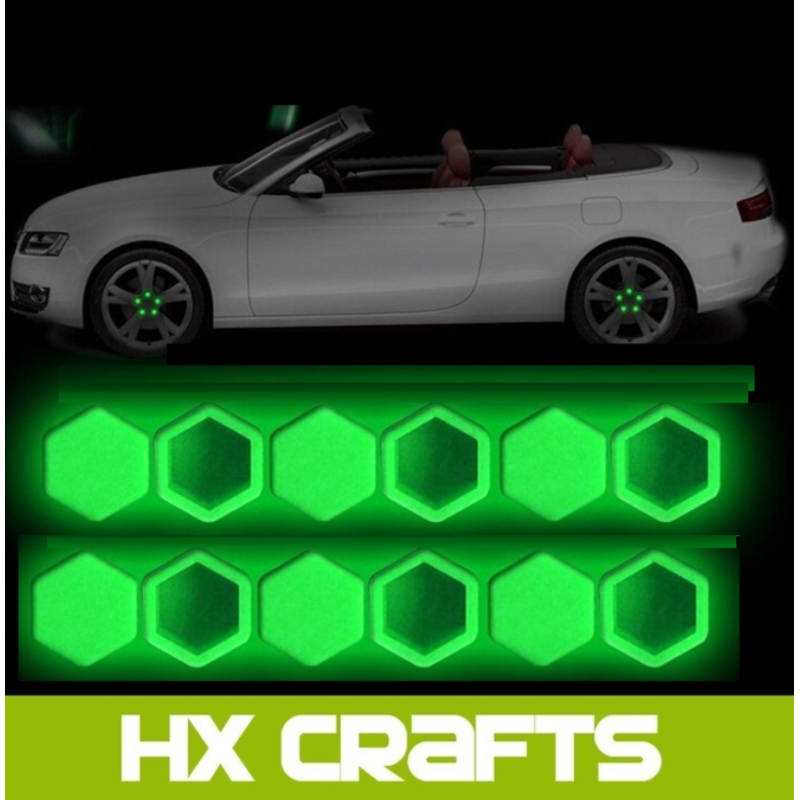 Капачета за болтове на джанти,зелени,светещи 17мм