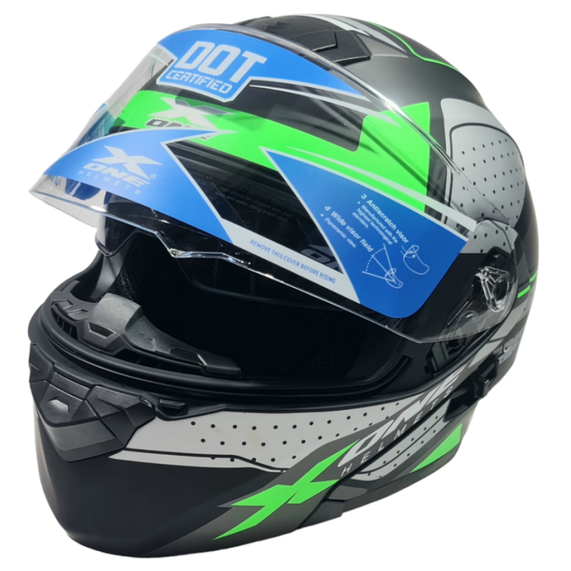 Мото каска X-ONE Helmets №243 зелено L