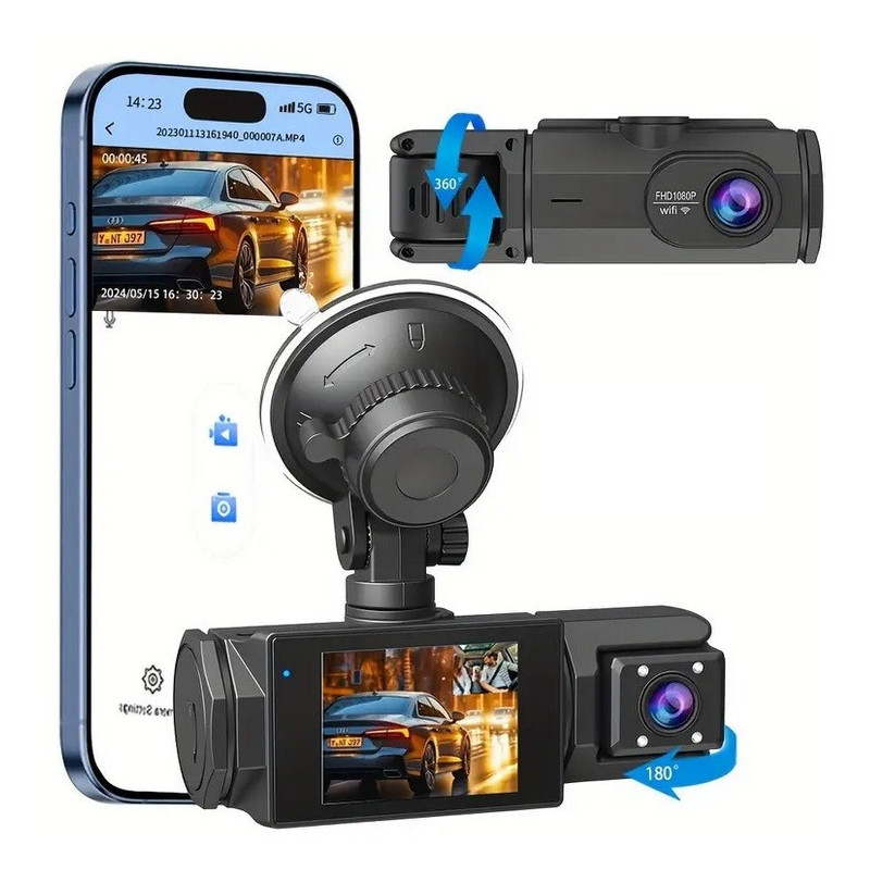 Видеорегистратор с 3 камери Full HD VD8801