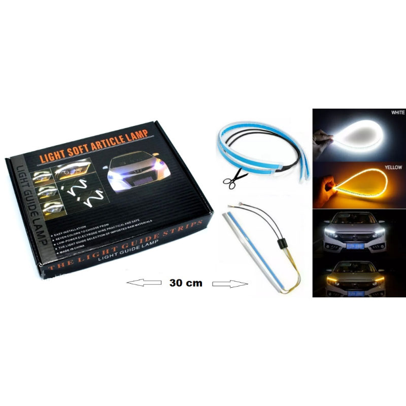 Комплект LED  дневни светлини с функция бягащ мигач 30 см, 6700 К, 2 броя