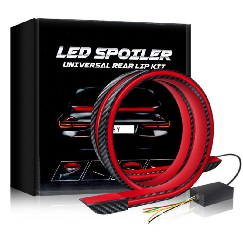 Универсален LED спойлер карбон с трети стоп и мигач