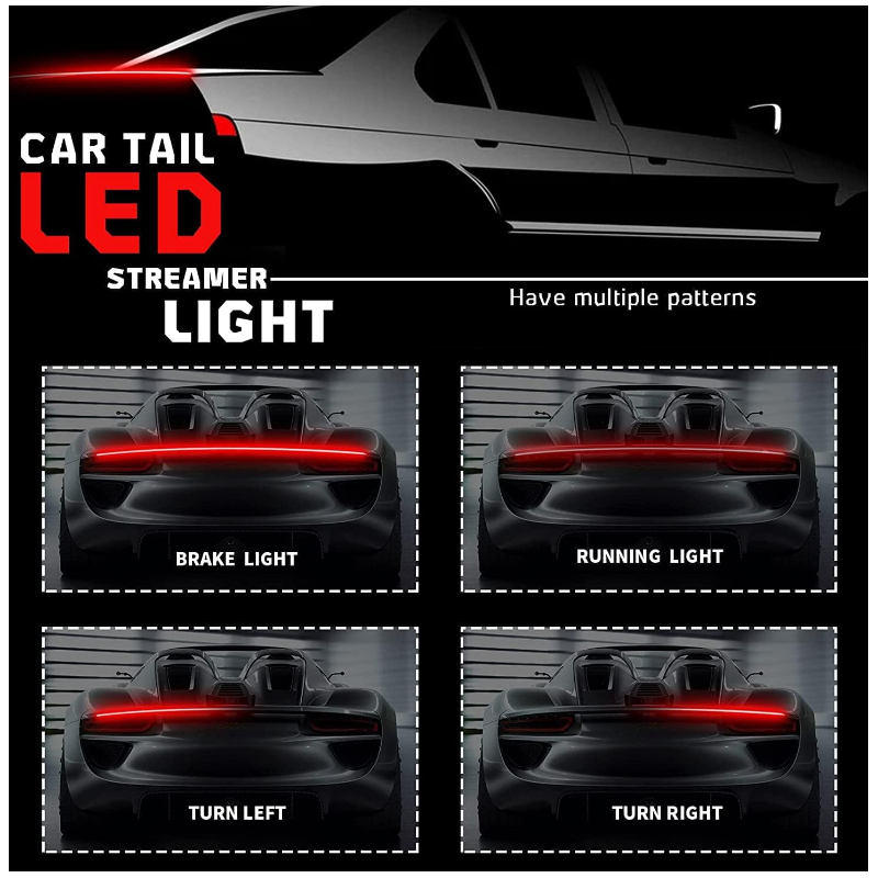 Универсален LED спойлер карбон с трети стоп и мигач