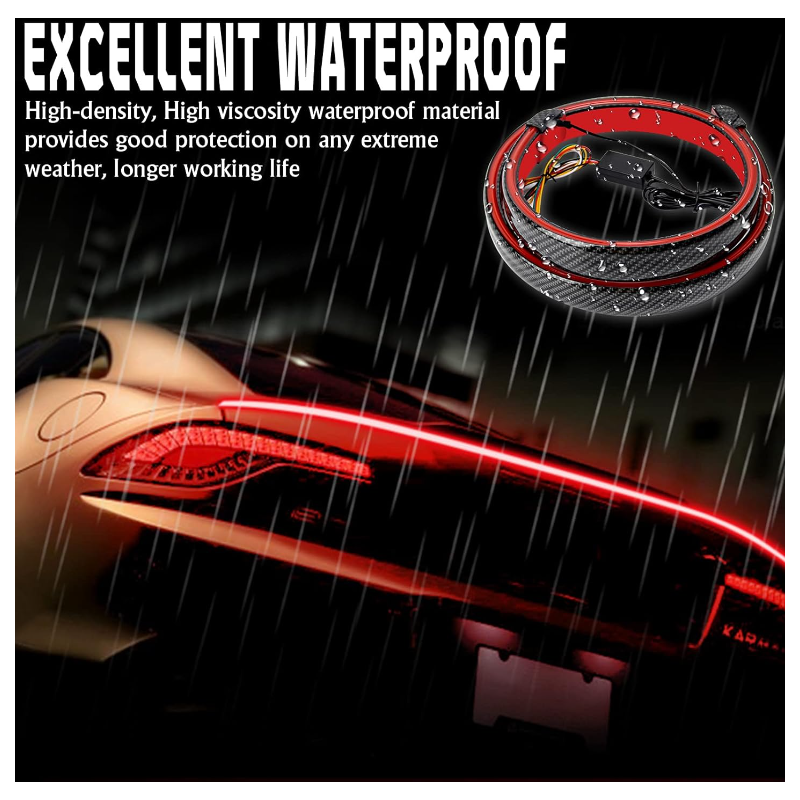 Универсален LED спойлер карбон с трети стоп и мигач