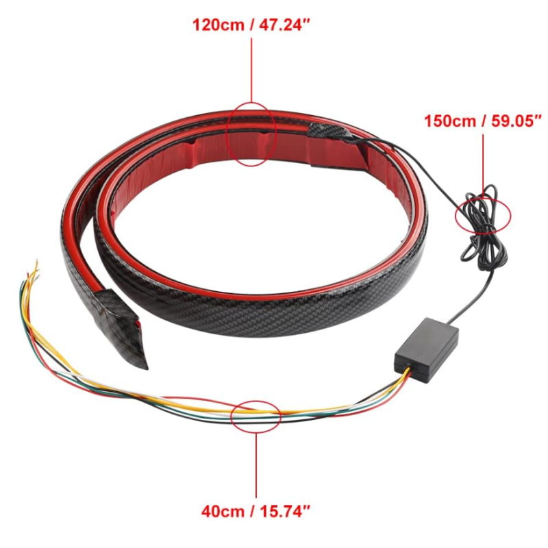 Универсален LED спойлер карбон с трети стоп и мигач