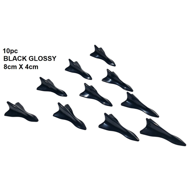 Тунинг декорация Акула Черен Гланц 10бр 8cm 85515-1