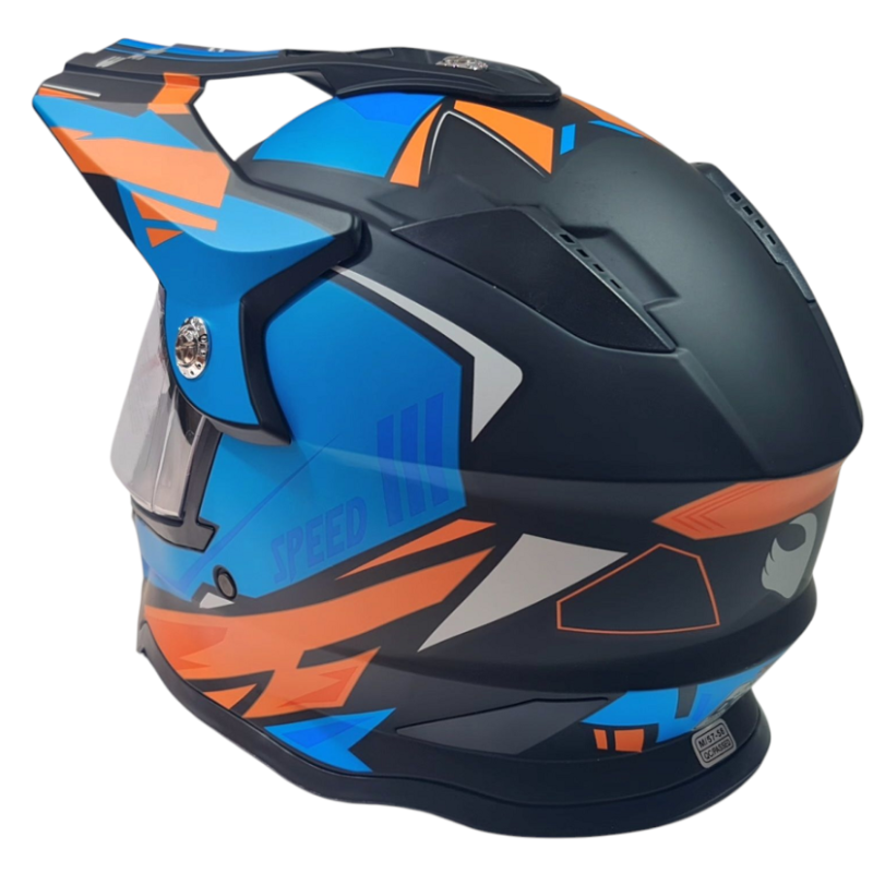 Крос каска за мотор, Черно със синьо, матова L No296