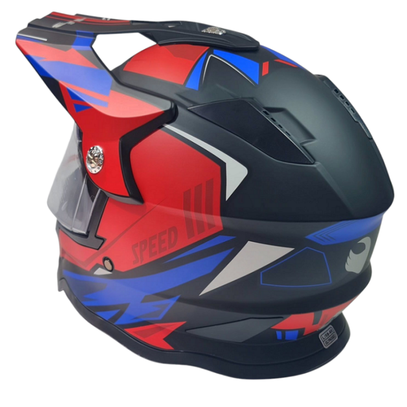 Крос каска за мотор Черно с Червено, матова L No325