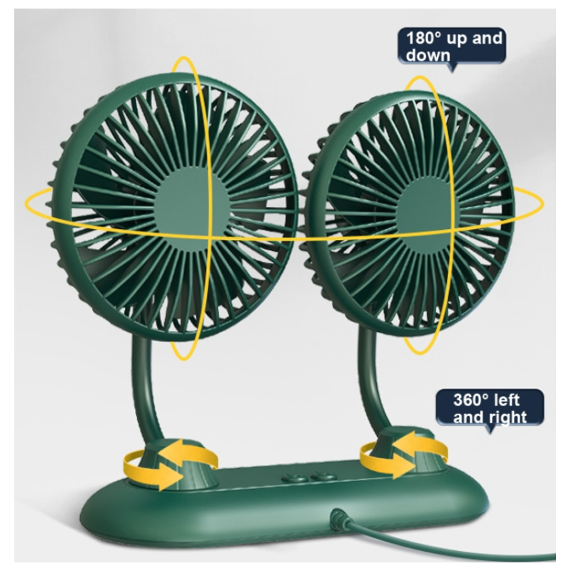 Вентилатор за автомобил с USB Двоен, С Гъвкаво Рамо