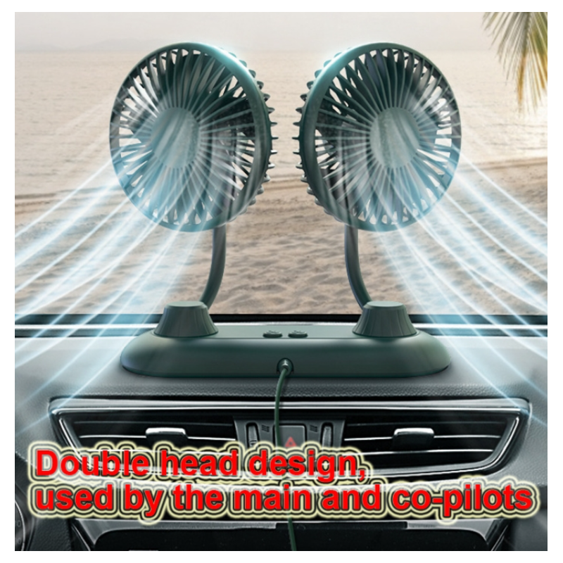 Вентилатор за автомобил с USB Двоен, С Гъвкаво Рамо