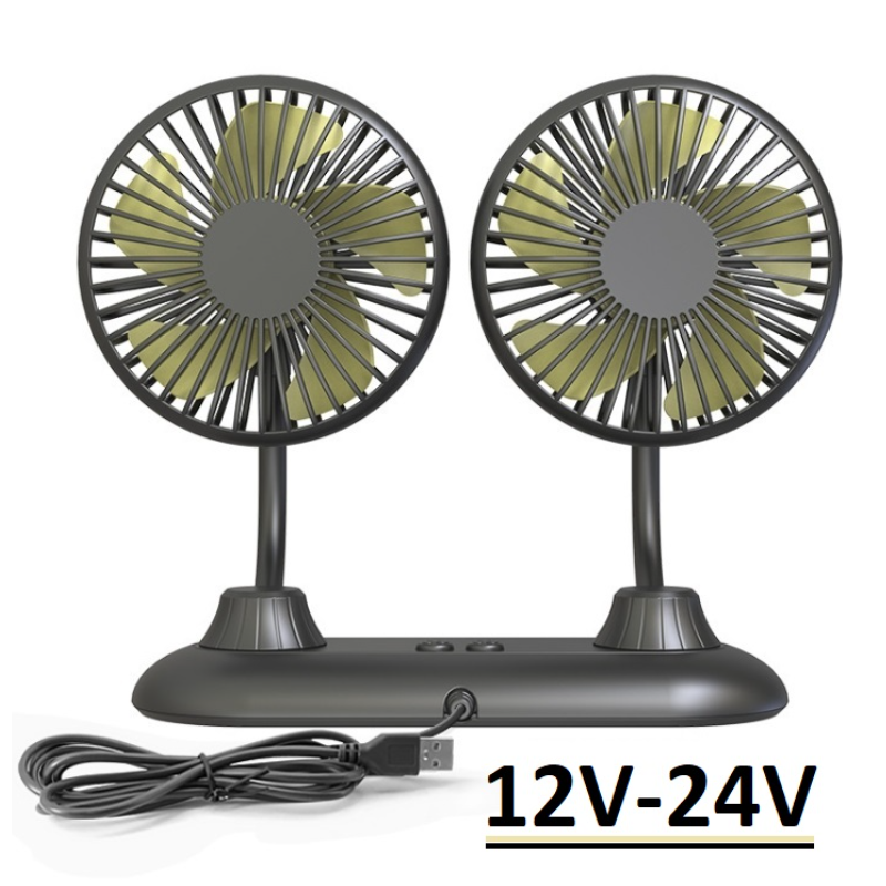 Вентилатор за автомобил с USB Двоен, С Гъвкаво Рамо