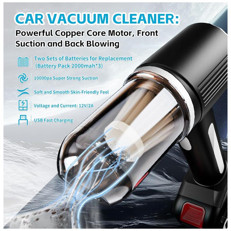 Прахосмукачка за автомобил, Безжична, с Батерия MD-A3