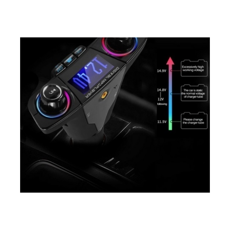 Трансмитер с дисплей, Bluetooth, USB, MP3 и FM за автомобил