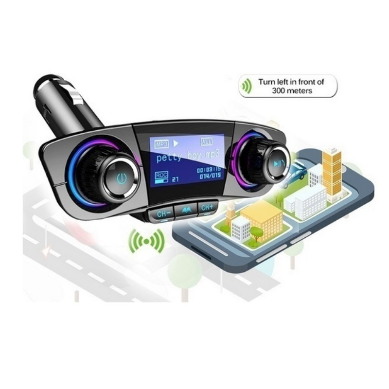 Трансмитер с дисплей, Bluetooth, USB, MP3 и FM за автомобил