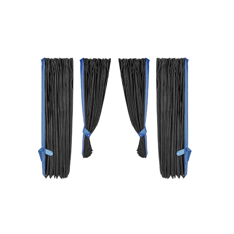 Комплект Завеси за камион, черно със синьо, 4 части