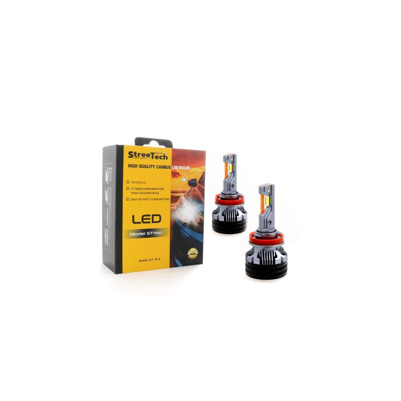 Лед крушки - Led система H11 / H8 / H9 Streetech модел STN1 за фарове - 170 000 Лукса, 65W - Canbus 6000K - 17