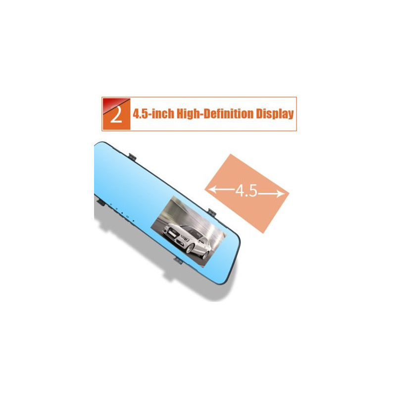Видеорегистратор DVR 1080 FULL HD с 4,5" LCD дисплей в огледалото и камера за задно виждане и запис
