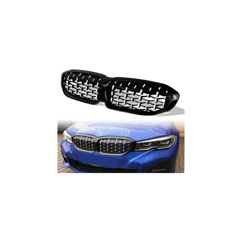 Решетки за BMW G20 (2018+) - Гланц - Diamond Design - хром / черно
