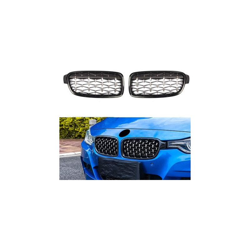 Решетки за BMW F30 (2011+) - Гланц - Diamond Design - хром / черно