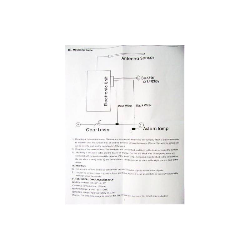 Парктроник електромагнитен (без пробиване на броня) - със звук