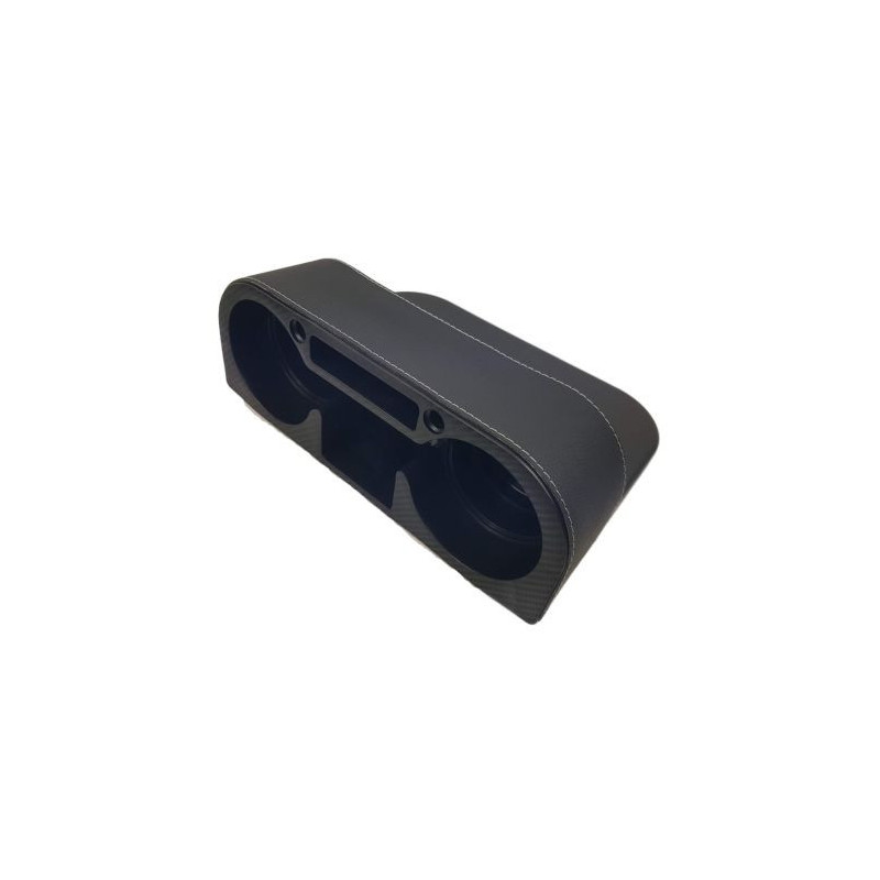 Поставка за чаши за кола за 2 чаши между седалките - чернен карбон с кожа