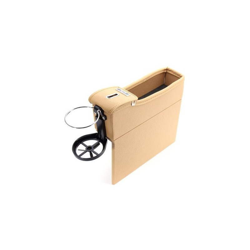 Органайзер с монетник и поставка за чаши за кола между седалките - бежов