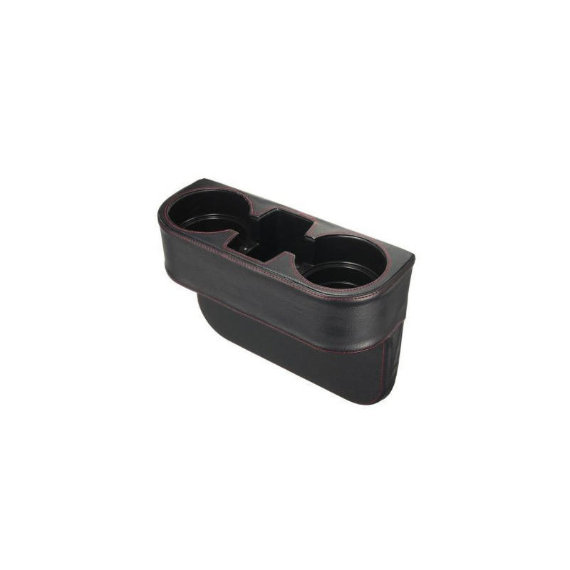 Поставка за чаши за кола за 2 чаши между седалките - черна кожа