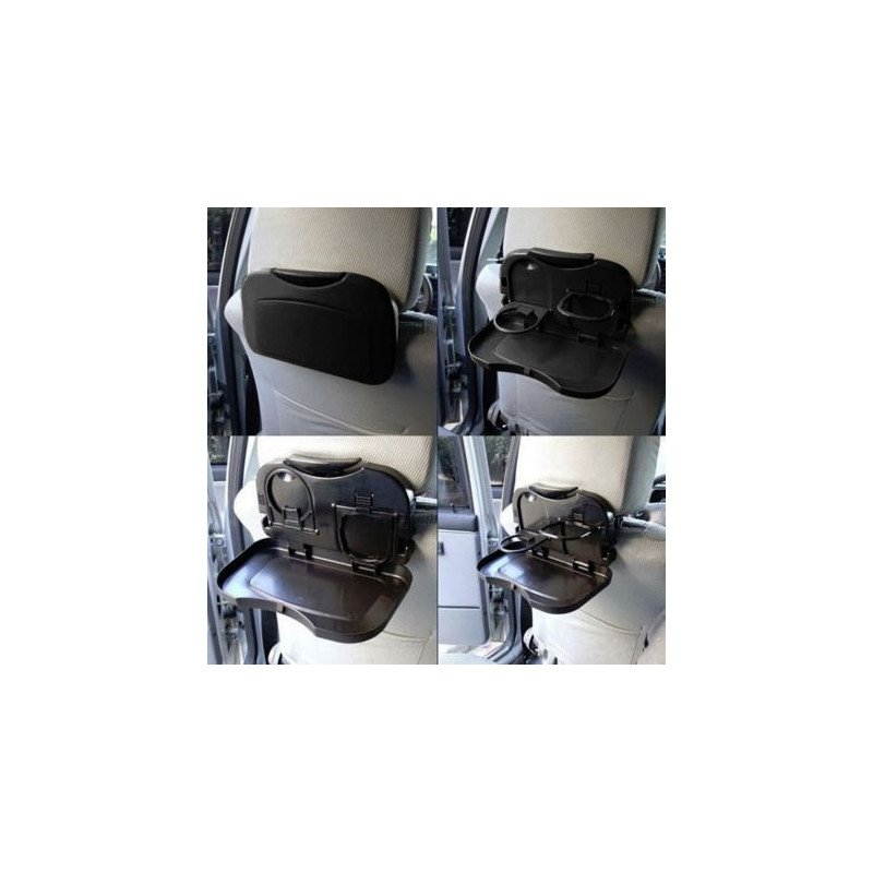 Сгъваема поставка за чаши за облегалка с масичка - черна